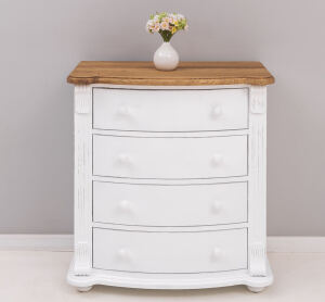 Kommode Salzburg im Landhausstil Shabby Chic weiß antik look, Eichenplatte
