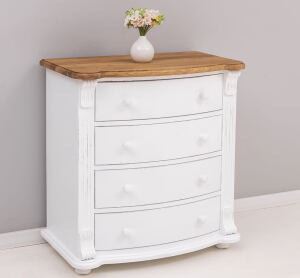 Kommode Salzburg im Landhausstil Shabby Chic weiß antik look, Eichenplatte