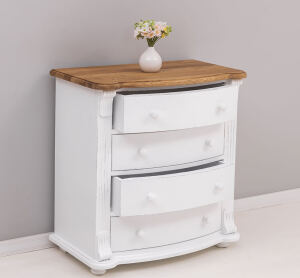 Kommode Salzburg im Landhausstil Shabby Chic weiß antik look, Eichenplatte