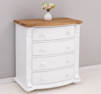 Kommode Salzburg im Landhausstil Shabby Chic weiß antik look, Eichenplatte