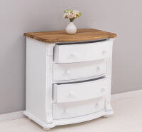 Kommode Salzburg im Landhausstil Shabby Chic weiß antik look, Eichenplatte