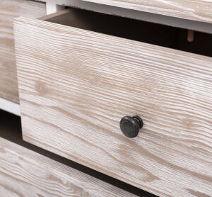 Schlichte Landhauskommode weiß Schubladen/Abdeckplatte gebürstet