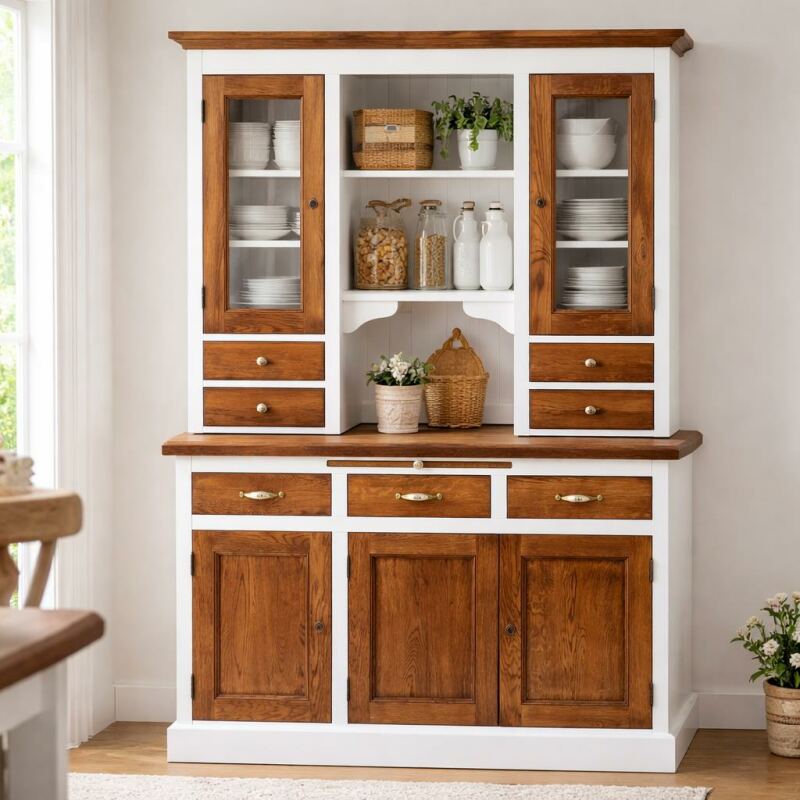 Landhaus-Buffet Eiche Weiß - braun