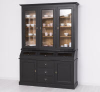 Landhaus Vitrinenschrank schwarz Holz