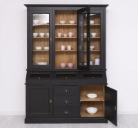 Landhaus Vitrinenschrank schwarz Holz