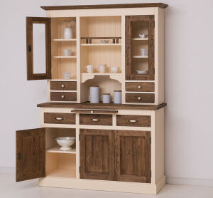 Landhausbuffetschrank eierschalen mit Eichentüren