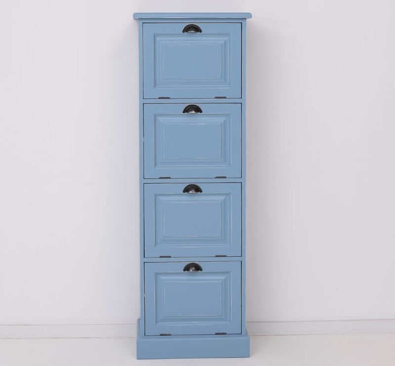 Aktenschrank mit Kippfächern im Landhausstil - blau