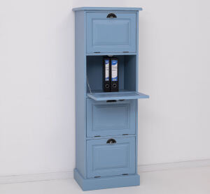 Aktenschrank mit Kippfächern im Landhausstil - blau