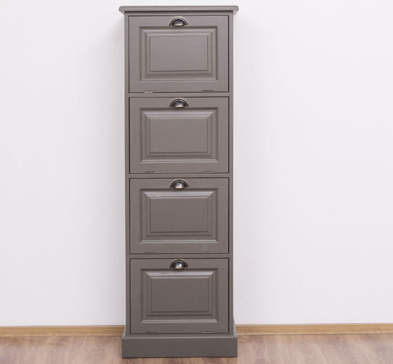 Büroschrank mit Kippfächern im Landhausstil - aschbraun