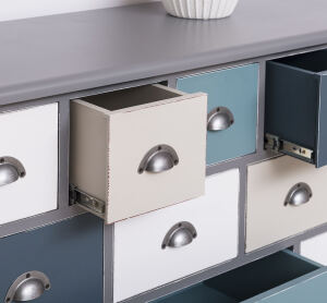 Landhaus Apothekerkommode groß Multicolor blau-grau