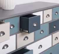 Landhaus Apothekerkommode groß Multicolor blau-grau