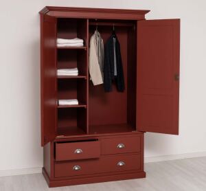 Landhaus-Kleiderschrank bordeaux rot