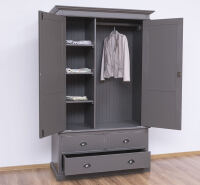 Landhaus-Kleiderschrank im Antiklook - aschbraun