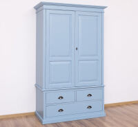 Landhaus-Kleiderschrank im Antik-Look - himmelblau-weiß