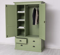 Landhaus-Kleiderschrank blassgrün Antik-Look