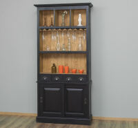 Gläserregal im Landhausstil schwarz / gewachst hellbraun