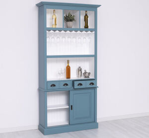 Gläserregal im Landhausstil türkisblau / weiß