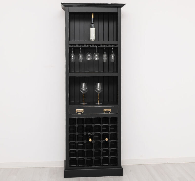 Weinregal im Landhausstil schwarz Antik Look
