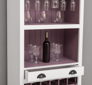 Weinregal im Landhausstil  weiß / flieder