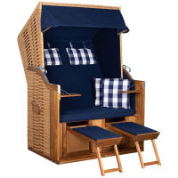 Strandkorb Trend Akazie natur/blau