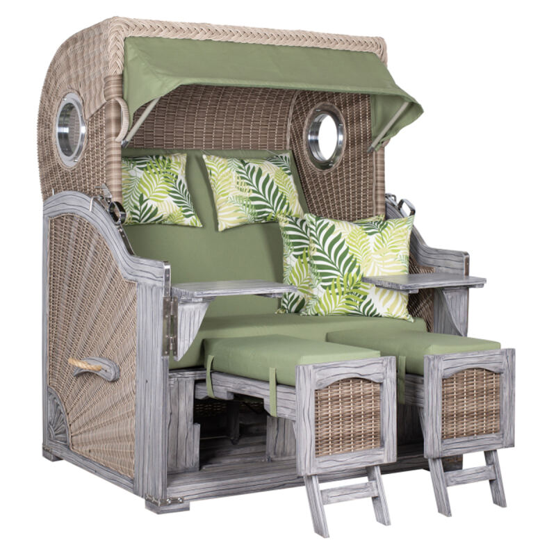 Strandkorb Seemöwe XL floral natur-grün
