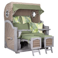 Strandkorb Seemöwe XL floral natur-grün