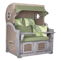Strandkorb Seemöwe XL floral natur-grün