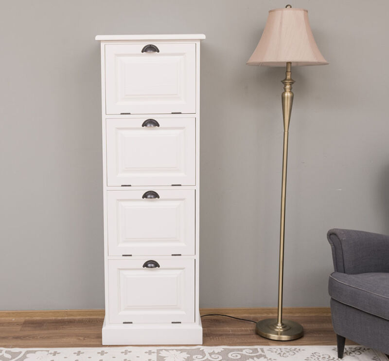 Landhaus-Aktenschrank mit Kippfächern altweiß