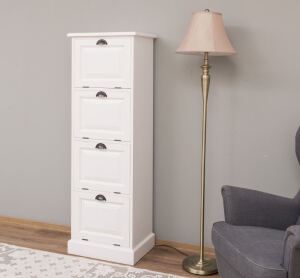 Landhaus-Aktenschrank mit Kippfächern altweiß