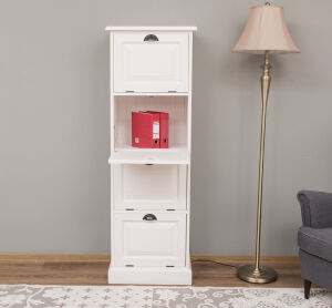 Landhaus-Aktenschrank mit Kippfächern altweiß