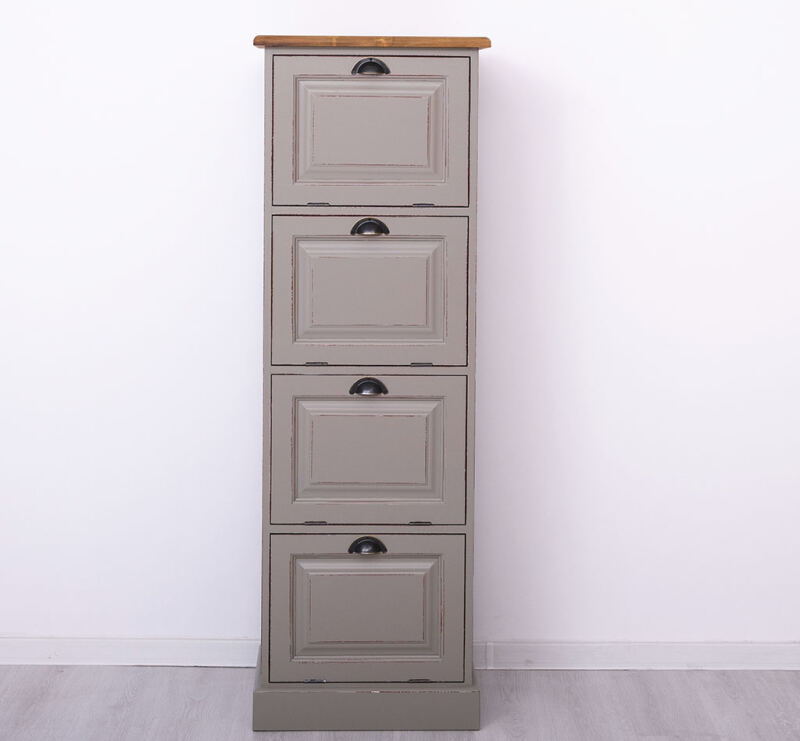 Aktenschrank mit Kippfächern im Landhausstil braungrau
