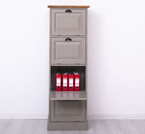 Aktenschrank mit Kippfächern im Landhausstil braungrau