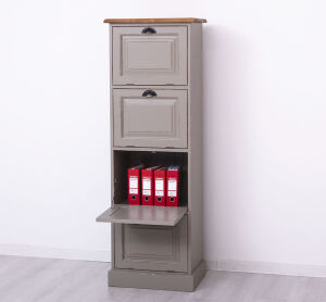 Aktenschrank mit Kippfächern im Landhausstil braungrau