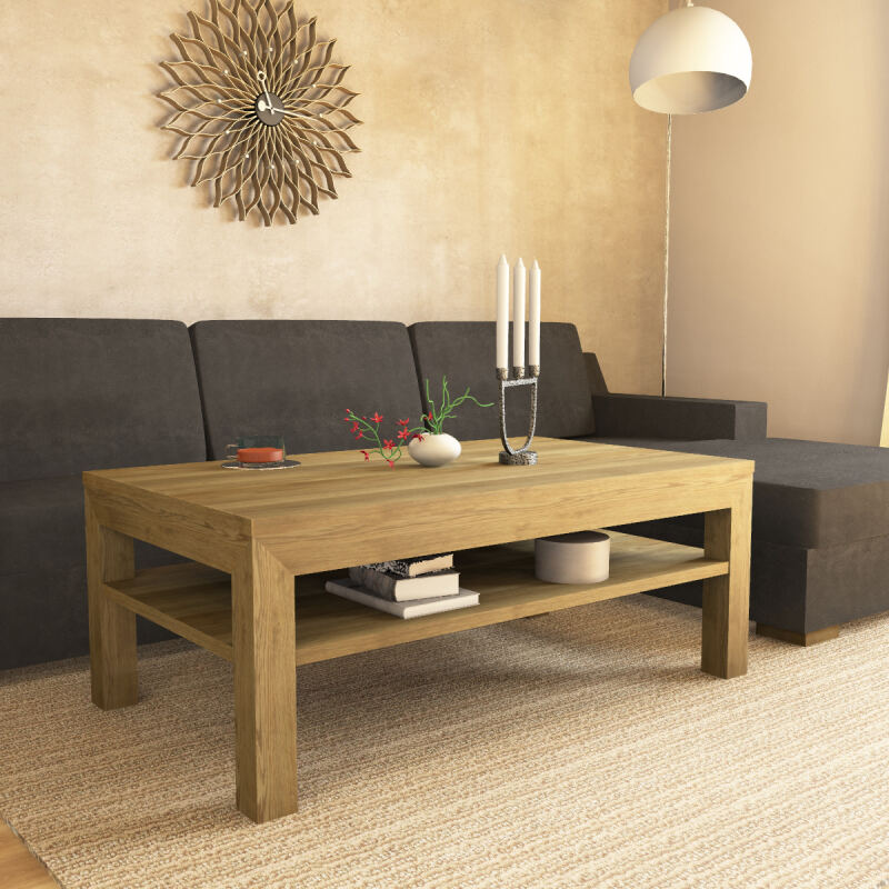 Eleganter Massivholztisch Eiche mit Stauraum 120x70cm