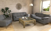 Quadratischer Massivholz-Couchtisch Eiche mit Glasplatte