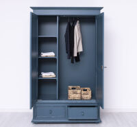 Kleiderschrank im Landhausstil mit Schubladen nachtblau