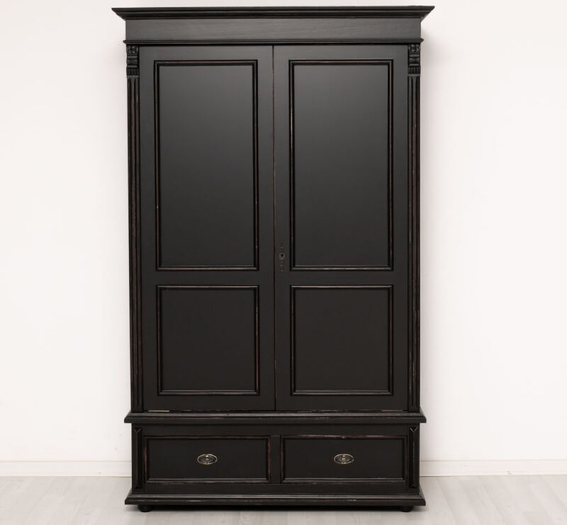 Kleiderschrank im Landhausstil mit Schubladen schwarz shabby-chic
