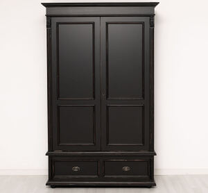 Kleiderschrank im Landhausstil mit Schubladen schwarz shabby-chic