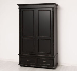 Kleiderschrank im Landhausstil mit Schubladen schwarz shabby-chic