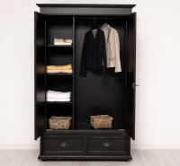 Kleiderschrank im Landhausstil mit Schubladen schwarz shabby-chic
