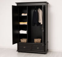 Kleiderschrank im Landhausstil mit Schubladen schwarz shabby-chic