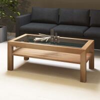 Couchtisch mit Glasplatte aus Kernbuche, 70x120cm