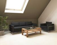Couchtisch mit Glasplatte aus Kernbuche, 70x120cm