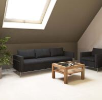 Massivholz Couchtisch aus Kernbuche  mit Glasplatte - 70x70cm