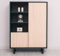 Highboard Skandi mit Holztüren in Lamellenoptik
