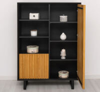 Highboard Skandi mit Holztüren in Lamellenoptik