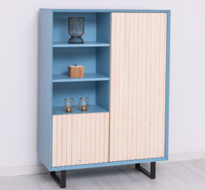 Highboard Skandi mit Holztüren in Lamellenoptik shabby chic / antik look
