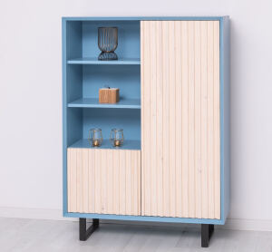 Highboard Skandi mit Holztüren in Lamellenoptik shabby chic / antik look
