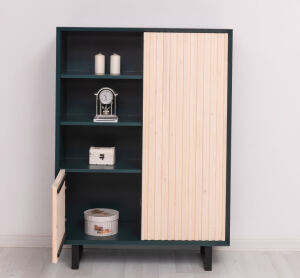 Highboard Skandi mit Holztüren in Lamellenoptik shabby chic / antik look