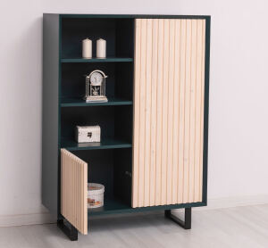 Highboard Skandi mit Holztüren in Lamellenoptik shabby chic / antik look